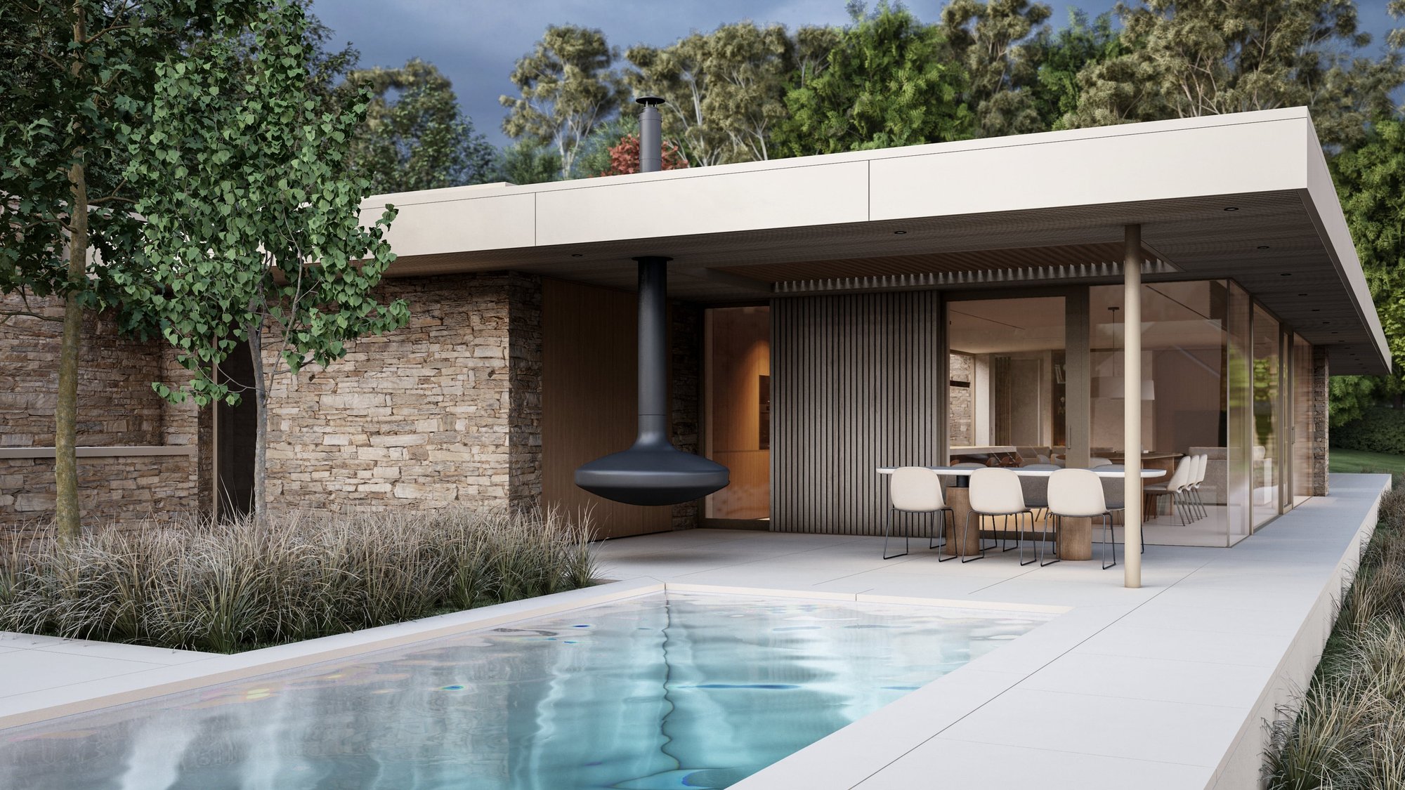 Fisset - Terrasse avec cheminée